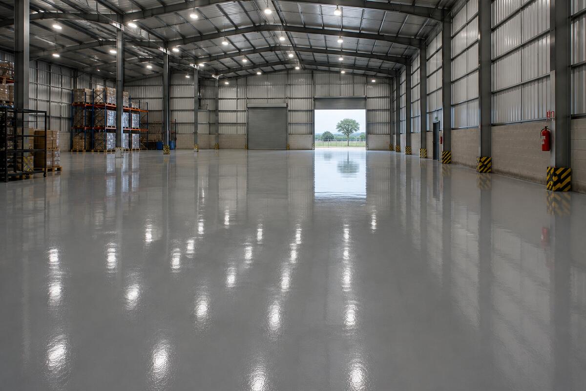 Pintura de piso epóxi em barracão industrial