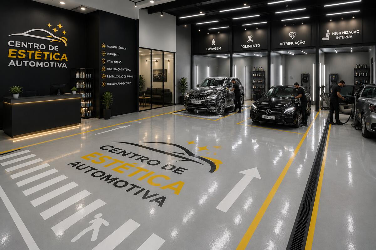 Pintura de piso epóxi em estética automotiva