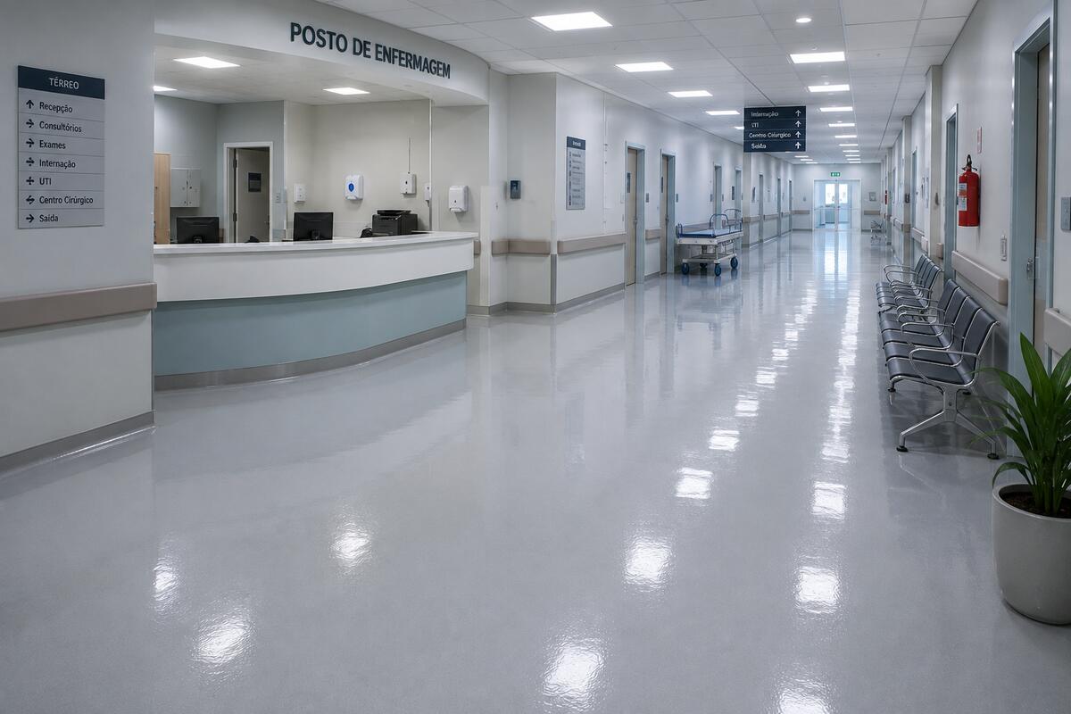 Pintura de piso epóxi em hospitais e clínicas